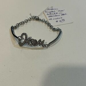Silver Crystal 'Mom' Bracelet